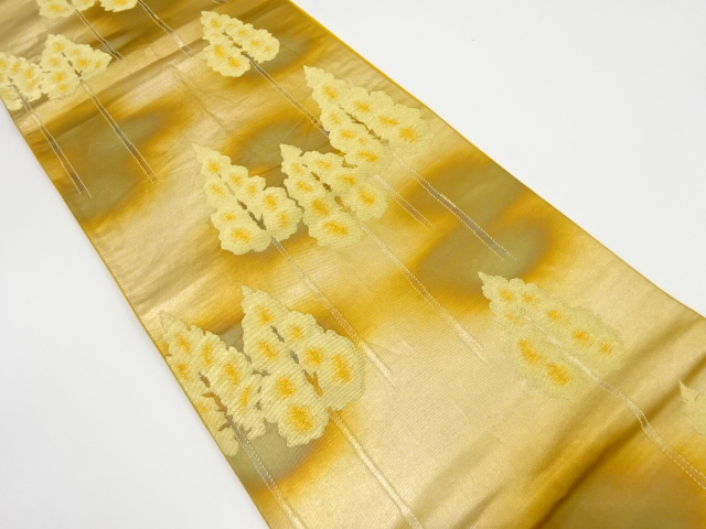 アンティーク　樹木模様織り出し暈し袋帯（着用可）